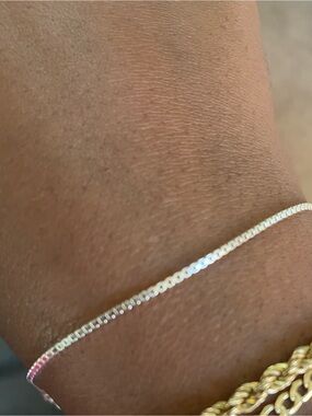 NEW 925 Sterling Silver Dainty Box Chain Bracelet 7” Minimalist
